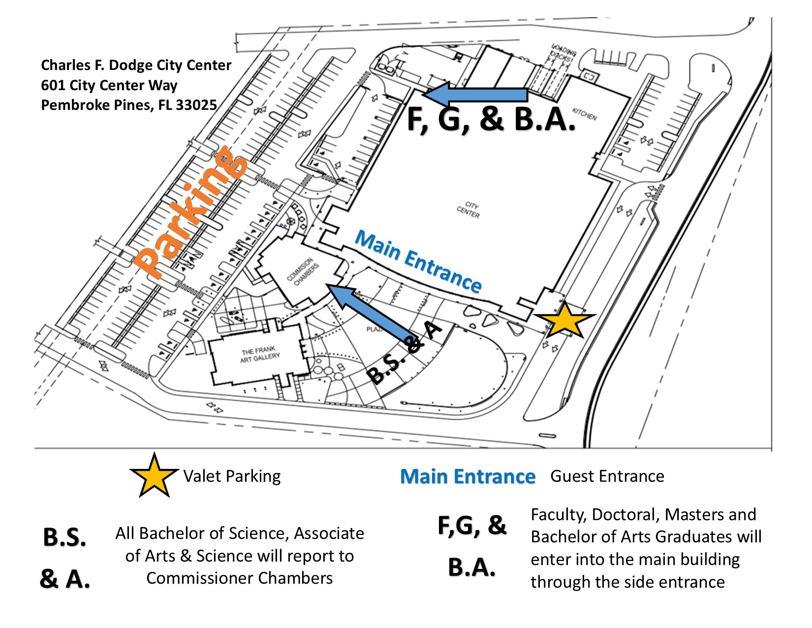 Charles F. Dodge City Center Parking Map